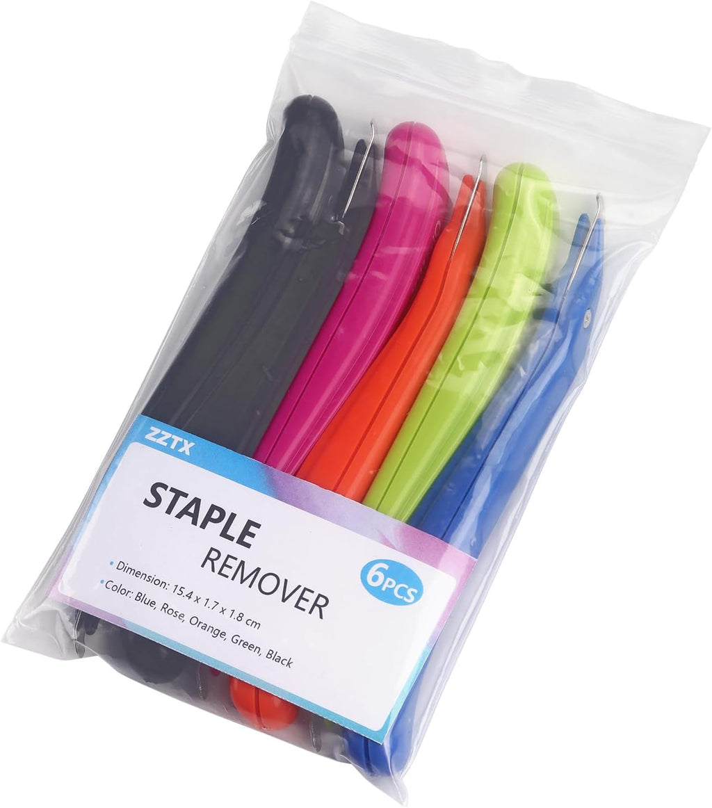 6 PCS Professional Magnetic Staple Remover Puller Rubberized Staples Remover Staple Removal Tool for School Office Home 5 Colors