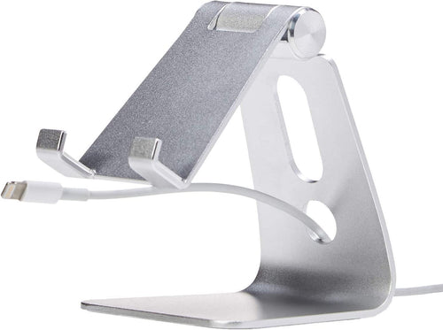 Adjustable Aluminum Cell Phone Desk Stand for Iphone and Android, Silver